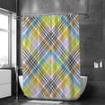thumbnail image 2 of Coolnut Bath Shower Curtain Liners Colorful Chevron Plaid Tartan Texture 72x72in Polyester Waterproof with 12 Curtain Hooks, 2 of 6