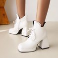thumbnail image 1 of Botas de tacón alto grueso con punta cuadrada de terciopelo para mujer, con cordones, cremallera lateral, parte superior baja, botas desnudas Wmkox8yii  hfjk1121, 1 of 5