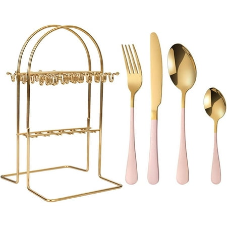 

Luxury Dinnerware Dinner Set 24pcs Stainless Steel Cutlery Set Gold Knife Fork Spoon Dishwasher Safe Tableware Set