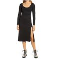 thumbnail image 1 of Leith Robe Midi à Manches Longues avec Fente Latérale pour Femmes Col Rond Ligne A Noir Taille m, 1 of 1