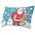 thumbnail image 2 of Santa Reindeer and Snowman Velvet Oblong Lumbar Plush Throw Pillow Cover/Shams Cushion Case 20x36in Decorative Invisible Zipper Design for Couch Sofa Pillowcase Only, 2 of 7