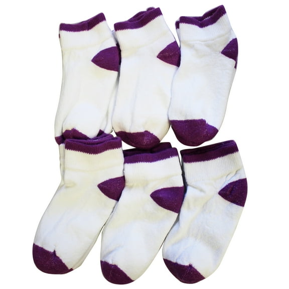 Size 9-2 1/2 Girls Ankle Cut Pink Toe and Heel Socks (6 Pairs)