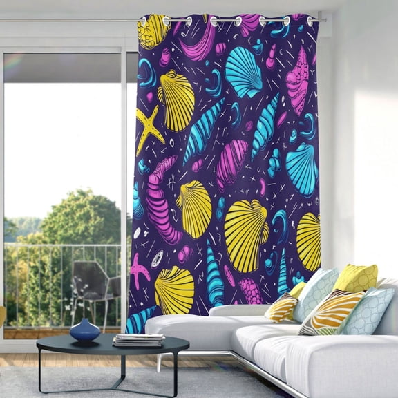 Seashell Fantasy Pattern Blackout Curtains 84"x52" Thermal Insulated Curtain 1 Panel