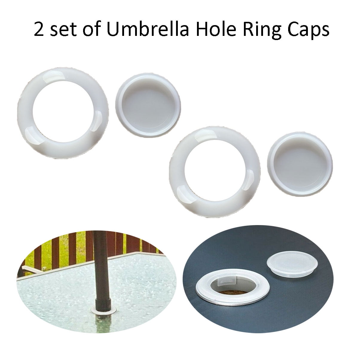 2 Sets 2 Inch Patio Garden Table Parasol Umbrella Hole Ring Cap Set