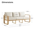 thumbnail image 3 of ReNest Outdoor Patio 3-Seater Sofa, Aluminum Wood-Grain Couch with 6.3" Thick Olefin Cushions, Rustproof & Water-Repellent, Cream, 3 of 8