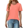 thumbnail image 3 of Fantaslook Women Blouses Dressy Casual Summer Short Sleeve Shirts Crew Neck Pleated Tunic Tops, 3 of 9