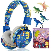 QearFun Dinosaur Headphones for Boys Kids for School, Kids Bluetooth Headphones with Microphone & 3.5mm Jack, Teens Toddlers Wireless Headphones with Adjustable Headband for Tablet/PC