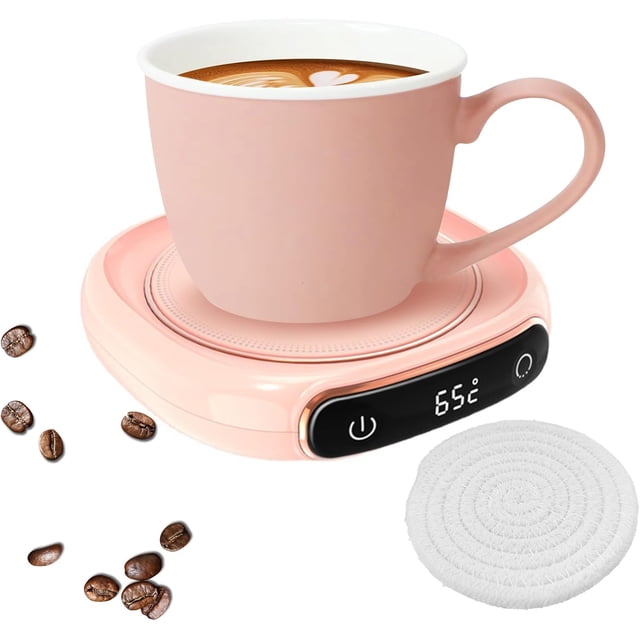 Calentador de tazas de café, 3 configuraciones de temperatura, calentador de tazas para escritorio, calentador de tazas con luces LED, adecuado para tazas de café, vasos de fondo plano,