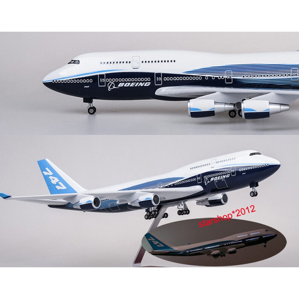 Cocobaby Airplane Aircraft 1/150 B747 Boeing 747-400 Plane Model Replica Resin LED Lights