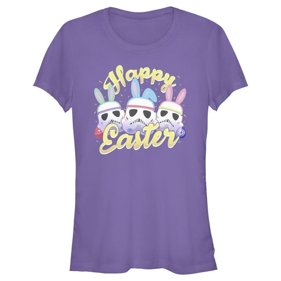 Junior's Star Wars Happy Easter Stormtroopers  Graphic Tee Purple Small