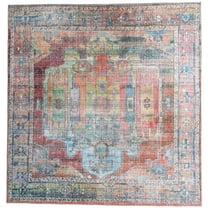 Rugs.com Maahru Collection Washable Rug – 10 Ft Square Multi Low-Pile Rug Perfect For Living Rooms, Kitchens, Entryways
