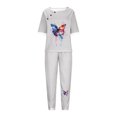 thumbnail image 3 of Qiopertar Ensemble Mode Femme Imprimé Décontracté Ample Col Rond Manches Courtes Haut Pantalon Deux Pièces Liquidation Livraison Gratuite Offres de la Semaine Liquidation, 3 of 5