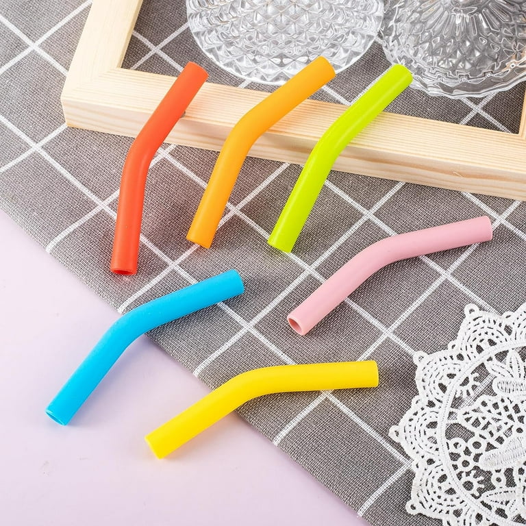 12Pcs Reusable Silicone Straw Tips 5/16Wide(8mm Outer Diameter)  Multi-color Food Grade Rubber Straw Covers Flex Elbow Hydraflow Straw  Replacement Tip for Stainless Steel Metal Straws,6 colors 