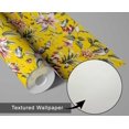 thumbnail image 6 of S4sassy Self-Stick Decorative Wallpaper, Exotic Bird & Floral Wall Paper, Textured Vinyl Waterproof Contact Paper, Yellow, 25"x360"inch Removable Renter Friendly Wall Covering For Bedroom, 6 of 9