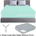 thumbnail image 2 of 100% Egyptian Cotton L Shape Zipper Mattress Cover, 800 TC, 6 Inch Deep Pocket Cal King Size (72x84), Stripe Aqua Blue, 2 of 6