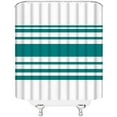 thumbnail image 3 of White Teal Shower Curtain Aqua and White Stripes Abstract Geometric Abstraction Bandage Modern Fashion Elegant Fabric Curtain Bathroom Decor Sets with Hooks, 3 of 3