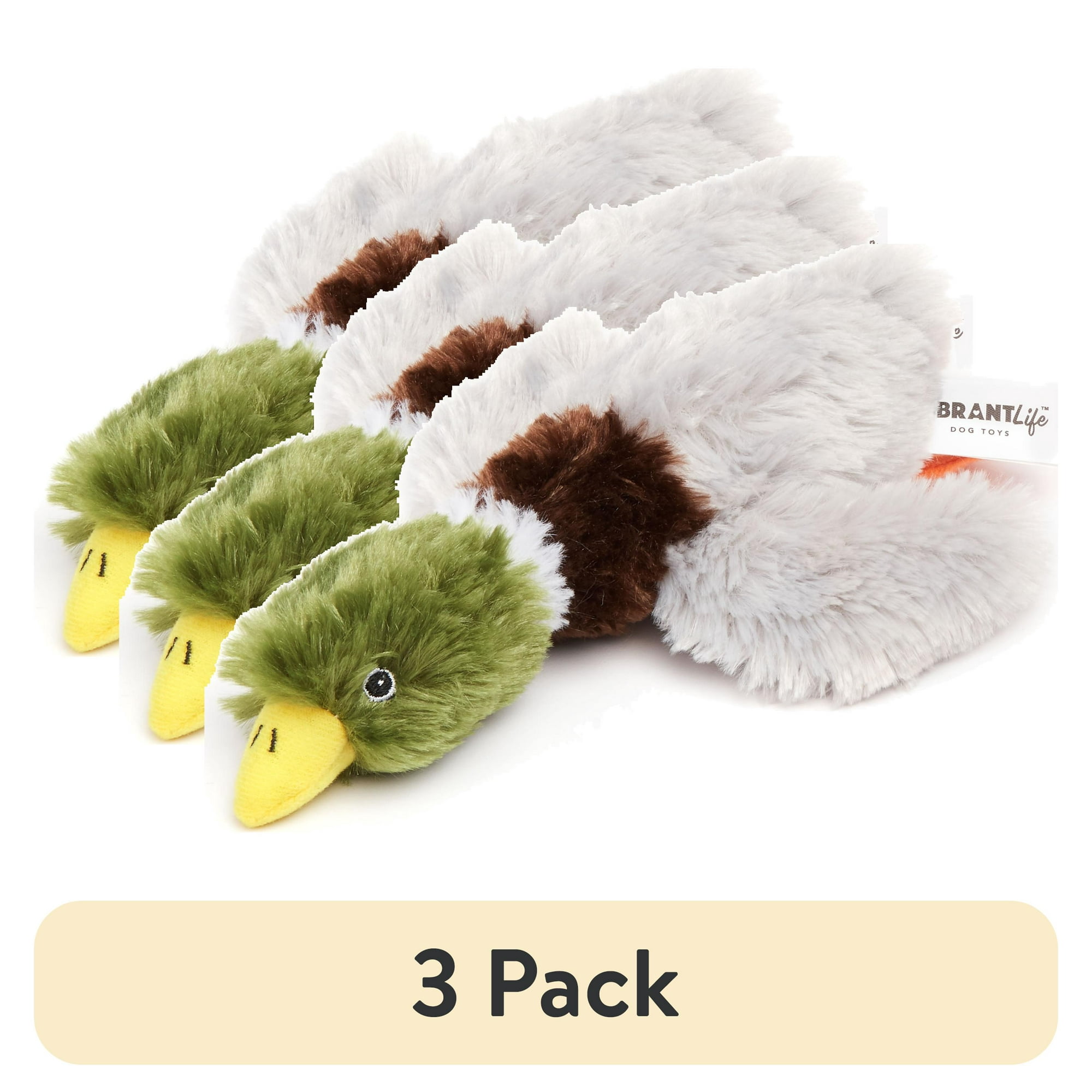 (3 pack) Vibrant Life Multicolor Floppy Mallard Duck Plush Dog Toy with Squeaker, Chew Level 2