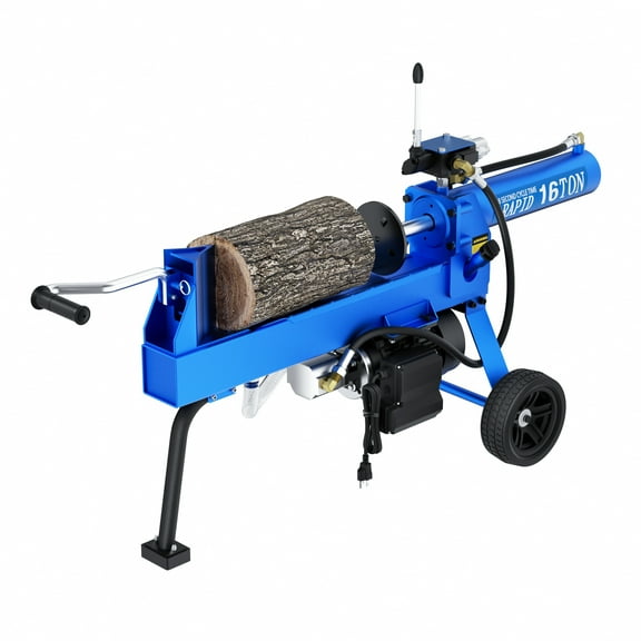 Efurden Portable 16 Ton Electric Log Splitter with Powerful 1600W Motor, 18-Second Cycle and 8" Wide Wheels，16" Max Wood Diameter