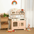 thumbnail image 4 of JoyStone Wooden Play Kitchen Set, Pretend Kitchen Toy with Ice Maker, Stove, Oven, Sink, Accessories, Modern Style Kitchen Playset for Kids and Toddlers Age 3+, Pink, 4 of 9