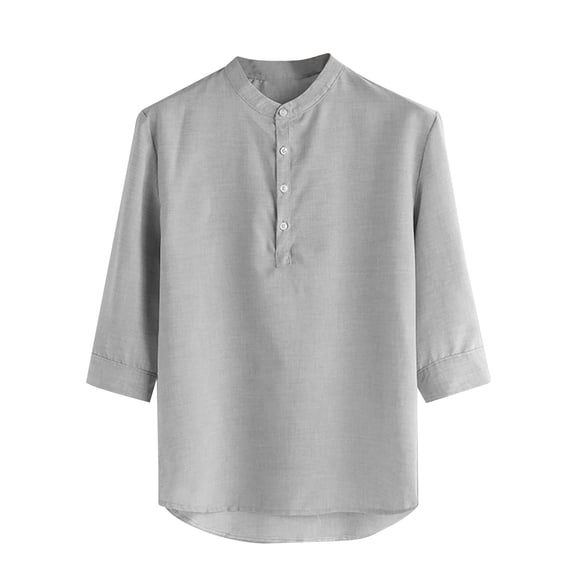 IROINNID Men'S T-Shirts Big and Tall T Shirts for Men, Thin Lightweight Basic V-Neck Botton Mid-sleeve Pullover Clothes for Men