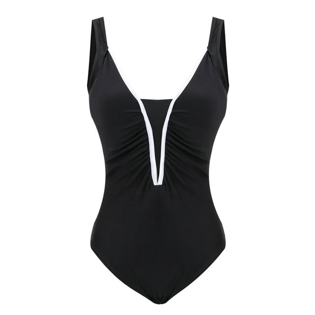 Honganda Women V Neck Swimsuits Tummy Control Swimwear Halter Bathing Suit
