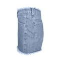 thumbnail image 7 of Generic Women Summer Jean Shorts High Waisted Frayed Raw Hem Denim Short Elastic Waist Casual Straight Leg Hot Short Pants, 7 of 7