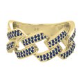 thumbnail image 2 of Dazzlingrock Collection Round Blue Sapphire Out Bling Cuban Link Band Ring for Women (Color Blue, Clarity Highly Included) in 18K Yellow Gold, Size 8, 2 of 4