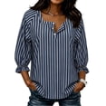 thumbnail image 2 of Guluxicc Women's Striped Shirts Scoop Neck Button Short Sleeve Basic Tops for Summer Casual Outfits, 2 of 8