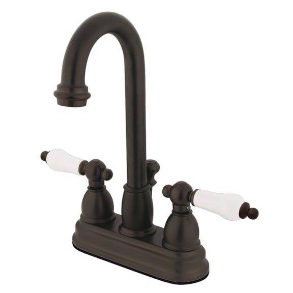 Kingston Brass Restoration Two Handle 4" Centerset Lavatory Faucet with Retail Pop-up