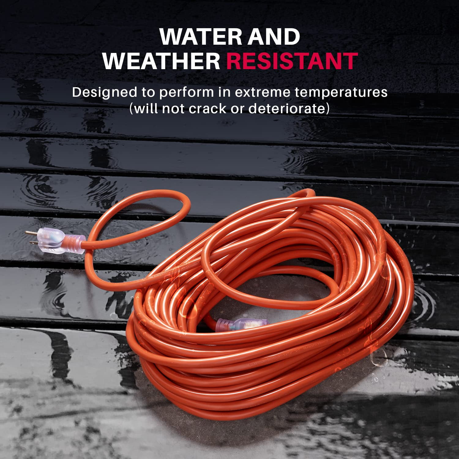 200ft Outdoor/Indoor Extension Cord 14/3 Gauge Heavy Duty 3 Prong SJTW, Waterproof, Flexible Cold-Resistant Long Power Cord,125 Amp 875W, Orange by LifeSupplyUSA