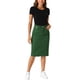thumbnail image 2 of Faldas de mezclilla de cintura alta para mujer INSPIRE CHIC, con dobladillo sin terminar, a la altura de la rodilla, color verde, talla XS, 2 of 6