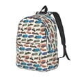 thumbnail image 1 of Disketp Train print Canvas Backpack Lightweight Travel Daypack Student Rucksack Laptop Backpack-Medium, 1 of 5