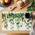 thumbnail image 2 of Green Leaves Placemats Set of 12 Farmhouse Pastoral Simple Leaf Vines Place Mats Indoor Wipeable Table Mats Washable Cloth Dining Table Placemats for Kitchen Holiday Party Home Decor 13x19 Inch, 2 of 9