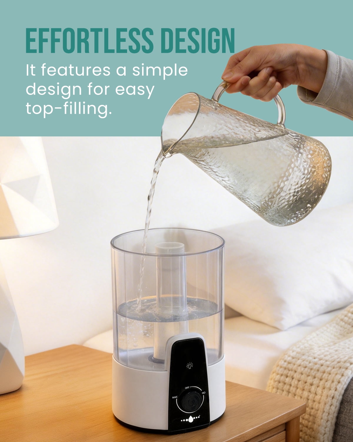 Humidifiers for Room Bedroom,1.06Gal(4L) Dishwasher-Safe Tank, 3-in-1 Humidifier & Aroma Diffuser & Night Light, Top Fill, Easy to Clean, Auto Shut-Off, Home, Baby Nursery, White
