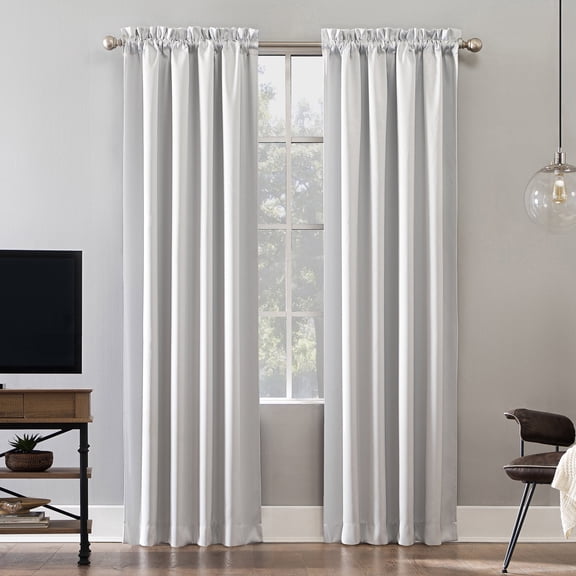 Sun Zero Malmo 2-pack Theater Grade Extreme 100% Blackout Rod Pocket Curtain Panel Pair, 52"W x 63"L, Pearl