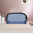 thumbnail image 5 of 1 Pc Mesh Flocking Heart Pattern Makeup Bag for Vacation Business Travel Blue Mesh Fabric, 5 of 6