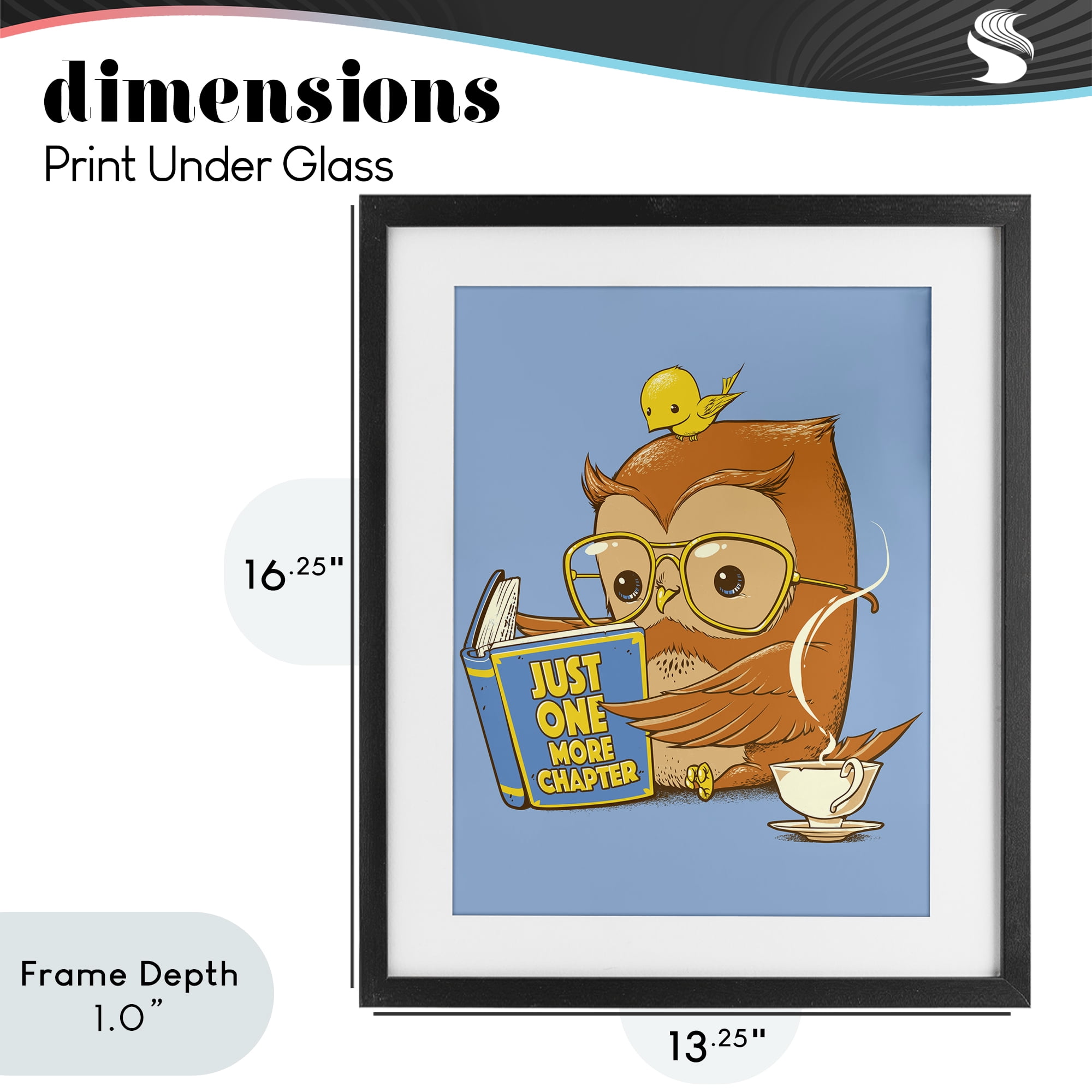Stupell Industries One More Chapter Owl Black Framed Print Under Glass, design by Tobe Fonseca