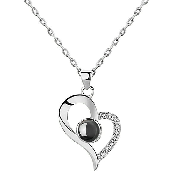 Collar de cristal Wmkox8yi colgante proyección I Love You 100 idiomas