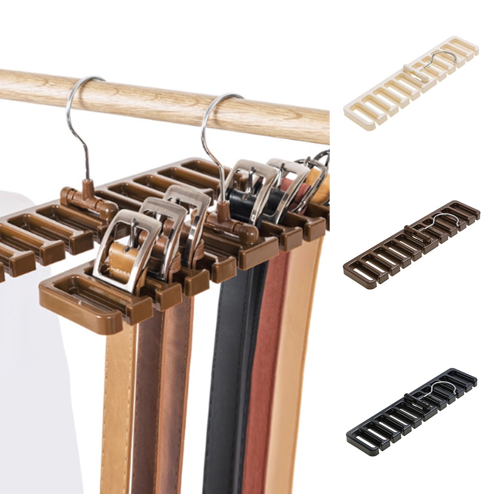 Jetec 2 Pieces Belt Hanger Solid Wooden Belt Organizer Stylish Belt Storage Sturdy Belt Holder Brown Belt Rack Organizer Belt Rack Holder for Closet Storing Belts Tie Scarf