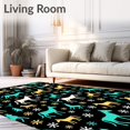 thumbnail image 2 of ODIKA 4'x6' Machine Washable Non-Slip Area Rug, Festive Equine Patchwork with Playful Abstract High Traffic Rug with Pad, Black, 644803, 2 of 8
