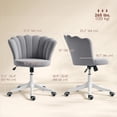 thumbnail image 2 of Grey Velvet Swivel Office Chair - Adjustable Height & Tilt, Lotus Design, Home Office & Vanity Task Chair - 27.2"W x 25.2"D, 2 of 7