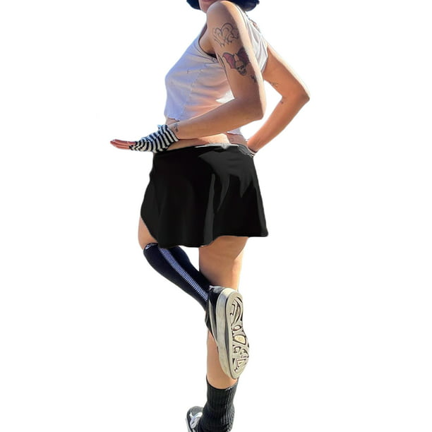 Bulingna Women Mini Skirt, Letter Pattern Low Waist Bar/Club/Part Short  Skirts, Ladies Super Short Outfits 