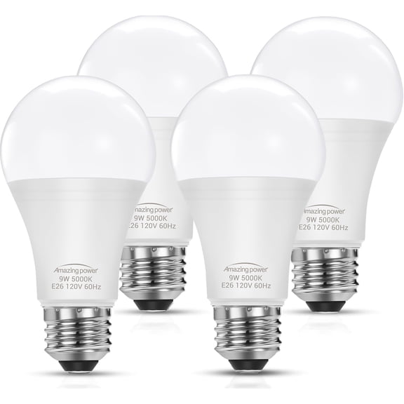 E26 LED Bulbs, 60W Equivalent Medium Base Light Bulbs, 9W LED Bulbs, Daylight White 5000K 4-Pack