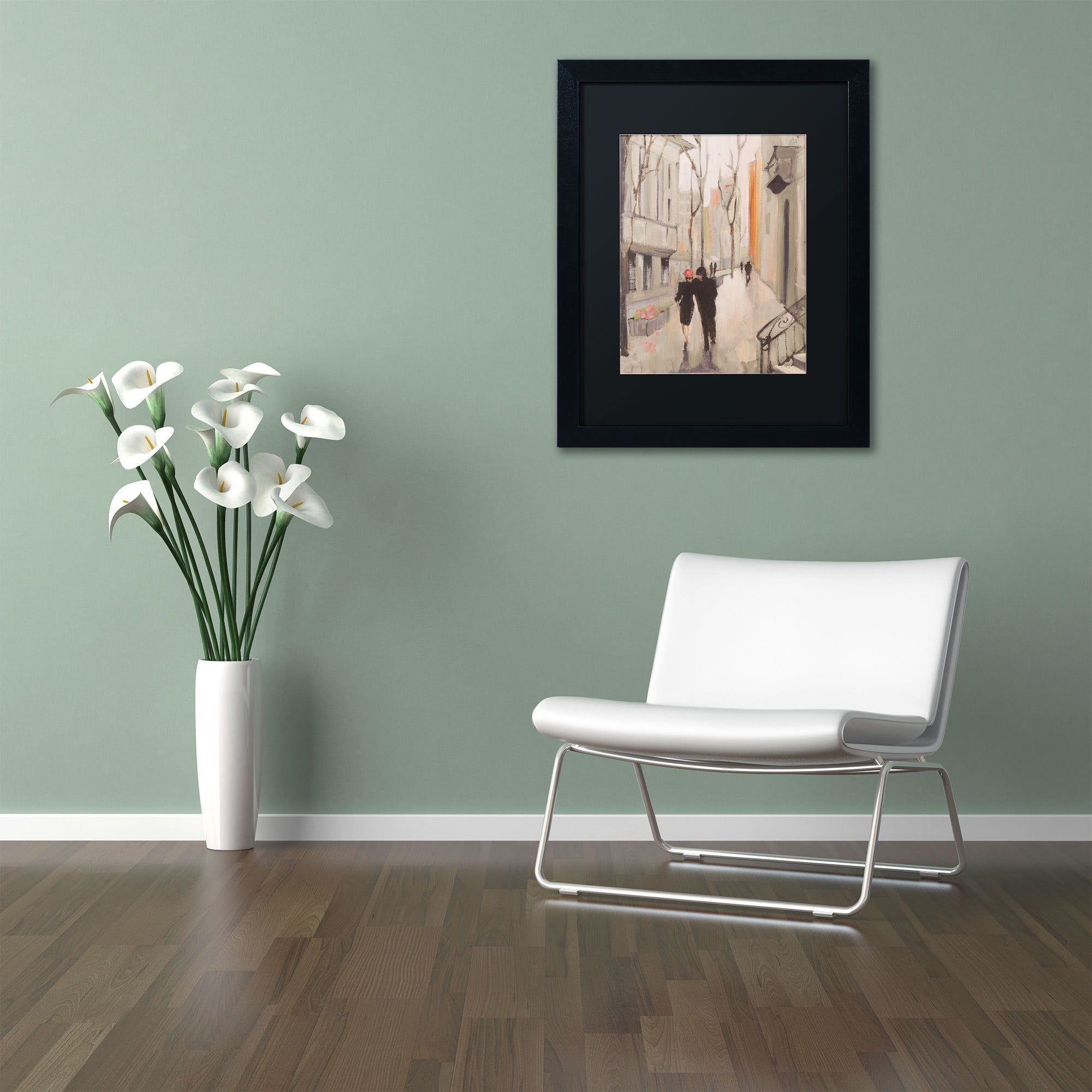 Trademark Fine Art "Village Promenade Neutral" Canvas Art by Julia Purinton, Black Matte, Black Frame