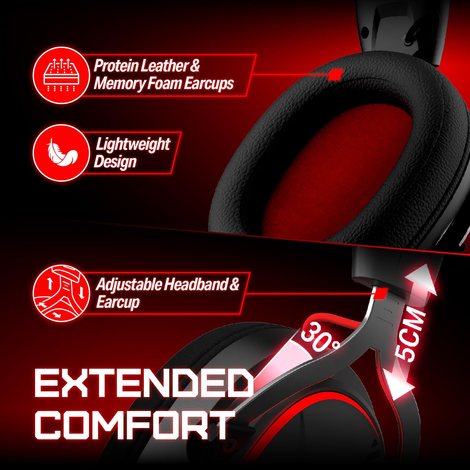 OXS Storm G2 Wireless Gaming Headsets with 7.1 Virtual Surround Sound, Black