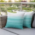 thumbnail image 4 of Aqua White Gradient Pillow Covers 2 Pack Abstract Ombre Texture Modern Art Pillowcase Waterproof Outdoor Throw Pillow Cover for Patio Garden Square Cushion 16”x16”, 4 of 9