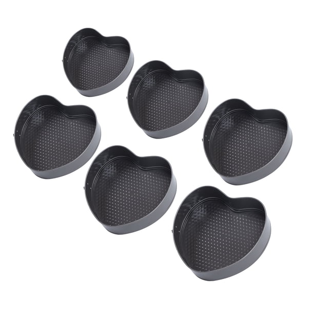 Lata de molde para pastel de queso con esponjas, 6 unids/set en forma de corazón, molde desmontable sin forma de corazón, molde para pastel en forma de corazón construido para profesionales