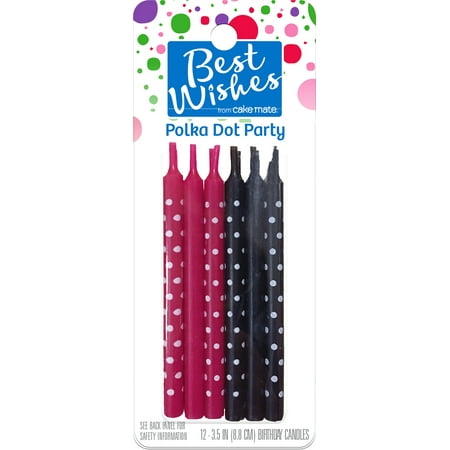 Best Wishes By Cake Mate Birthday Candles 12/Pkg-Polka Dot