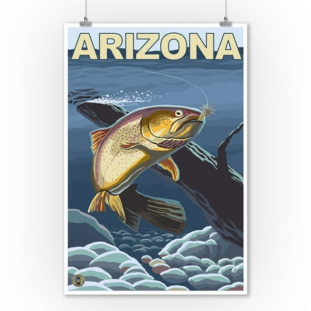 Cutthroat Trout Fishing - Arizona - LP Original Poster (9x12 Art Print, Wall Decor Travel