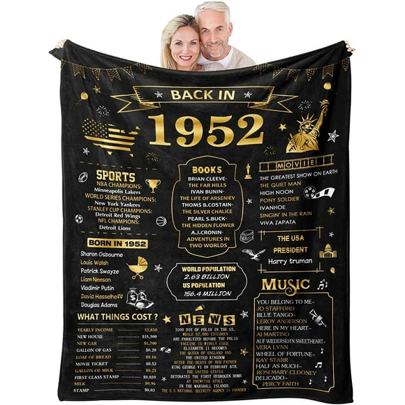 Cadeaux de 70e Anniversaire pour Femmes Hommes, Couverture de 70e Anniversaire, Meilleurs Cadeaux pour Femme de 70 Ans, Anniversaire de 70 Ans pour Hommes, Cadeaux de 70e Anniversaire 1952, Décorations de 70e Anniversaire Couverture 60"x 50 Pouces